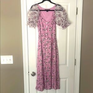 French Connection Pink Dress with Sheer Sleeves sz 0